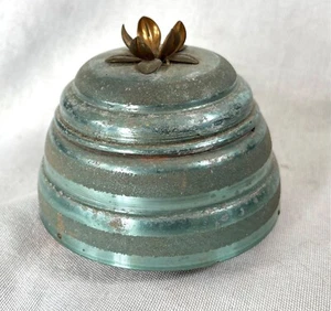 Antique Vintage Metal Powder Puff Music Box - Works - Picture 1 of 4
