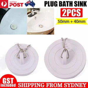 2X Multi Fit Plug Bath Sink 50mm or 40 mm Basin Easy Squeeze Lift Combined Pack - Picture 1 of 7