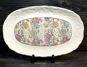 Erphila Brighton Cheery Chintz Platter 13" Bavaria Platter Embossed Rim Floral - Picture 1 of 7