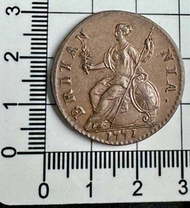 X268: HIGH GRADE 1771 George III Copper Halfpenny - Spink 3775 - Picture 1 of 2