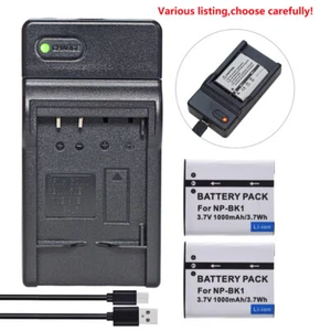 Battery or charger for Sony NP-BK1 Type K CyberShot DSC-S750 S950 W180 W370 - Bild 1 von 45