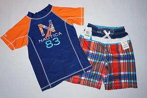 NWT $54 NAUTICA swimwear short with trunk 2pc set BOY size S/C 4 navy blue - Bild 1 von 6