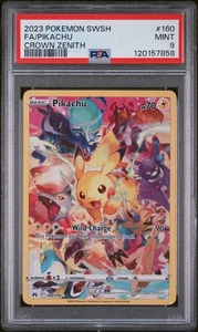 Pokémon Sword & Shield Crown Zenith #160 2023 arte completo/Pikachu PSA 9 - Imagen 1 de 2