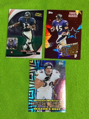 BALTIMORE RAVENS '99 PRIEST HOLMES IONIX/MICHAEL McCRARY/COREY HARRIS TOPPSFOIL  - Image 1 of 2