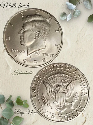 1998 S SILVER Kennedy Half Dollar MATTE Finish LOWEST MINTAGE ever, In Capsule - Image 1 of 4