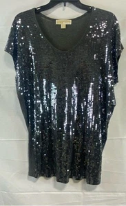 Michael Kors Women Gray Sequin Blouse Size XL - Picture 1 of 3