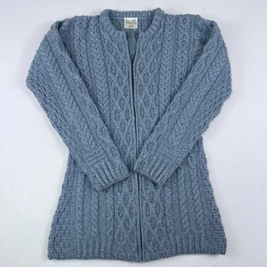 Kilronan Strick Pullover Damen Gr. XXS Blau Strickjacke Merinowolle Full-Zip Top - Bild 1 von 6