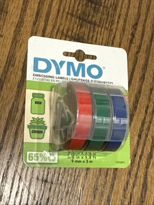 Dymo Embossing Labels 3/8"X9.8' Tapes Red Blue Green RGB - 3 Count Refill - Image 1 of 2