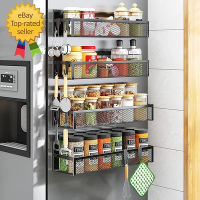 Estante magnético para especias para paquete de refrigerador estante magnético organizador de imanes de refrigerador Foto 1 de 4