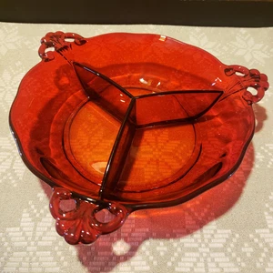 Fostoria Lafayette Amberina rot Glas Fleur geteilt 3 teilig Relish Schale - Bild 1 von 6