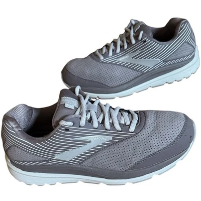 BROOKS WOMENS ADDICTION WALKER SUEDE ATHLETIC RUN SHOE SHARK ALLOY OYSTER SZ 9.5 - Image 1 of 4