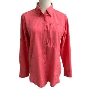Bimini Bay Outfitters Coral Pink Long Sleeve Button Up Shirt Womens - Picture 1 of 6
