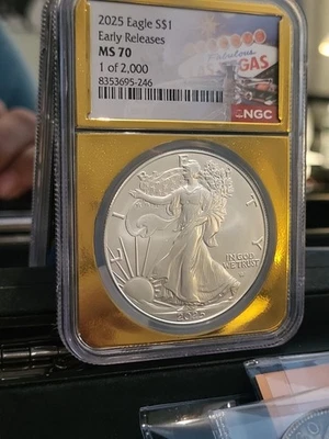 2025 Eagle S Early Release MS70 1 of 2000 RARE GOLD SLAB. - Image 1 of 4