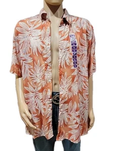 Vintage Silk Circa 1969 Men’s Orange Hawaiian Shirt XXL Short Sleeve NEW #R1 - Picture 1 of 12