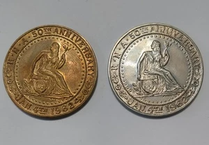 1962 ROCHESTER NUMISMATIC ASSOC 50TH ANNIVERSARY MEDALS BRONZE AND NICKEL - Picture 1 of 2