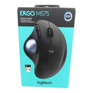 Logitech M575 ERGO Wireless Ergonomic Trackball Mouse PC & MAC Black NIB - Picture 1 of 8