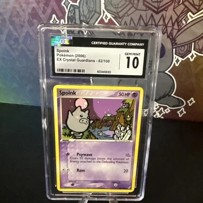 Pokemon TCG Spoink 62/100 Ex Crystal Guardians 2006 CGC GEM MINT 10 - Image 1 of 3