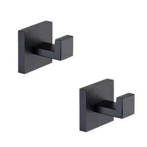 Bath Towel Hooks Matte Black, 2 Pack Stainless Steel Robe Coat and Clothes Ho... - Picture 1 of 7