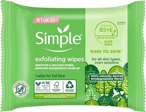 Simple biodegradable Exfoliating Face Wipes cleansing wipes to smooth skin 20x1 - Picture 1 of 6