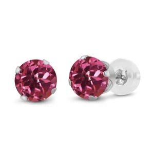 14K White Gold Pink Tourmaline Stud Earrings For Women (0.48 Cttw, Gemstone - Picture 1 of 4