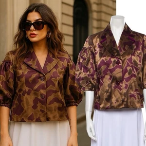 Vintage Etro Milano Puffärmel Satin Blazer Gr. 46 Jacke Abend Italy (US Gr. M/L) - Bild 1 von 21