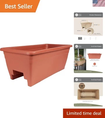 Elegant 24” Clay Planter Box for Deck Railings - Lightweight & Durable Design - Image 1 of 4