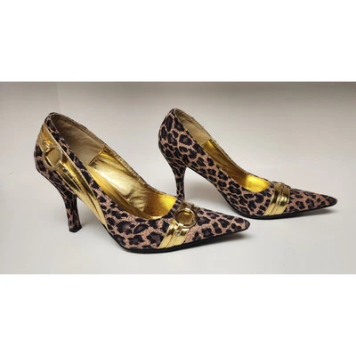 COUP D'ETAT Leopard Print Brown Stiletto Heels Pump Shoes 7M - Image 1 of 4