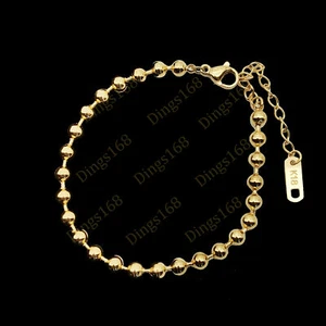 Men&Women's 18K Yellow Gold Filled Tarnish-Resist Long Round Bead Chain Bracelet - Picture 1 of 1