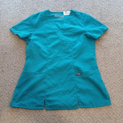 Grey's Anatomy Scrub Top Womens Small Blue Short Sleeve Style #41101 - Image 1 of 4