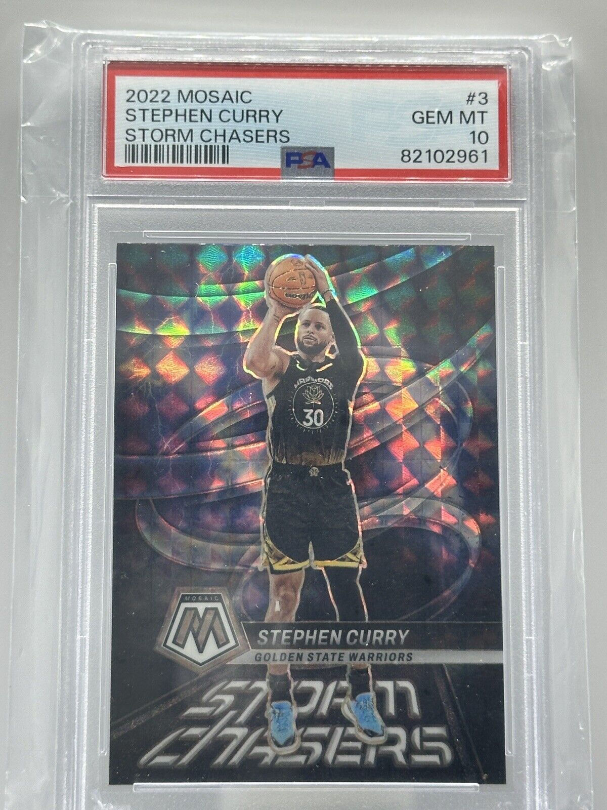 2022 Panini Mosaic Stephen Curry Storm Chasers Prizm #3 PSA 10 Warriors