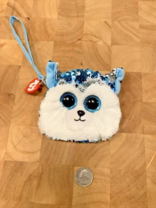 TY Beanie Boo Slush Husky Wolf Dog Wristlet Plush Coin Purse Wallet - Picture 1 of 9