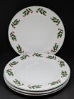 Porcelain Christmas Dinner Plates Set Of Four 10.5" Holly Berries Ivy Tableware 