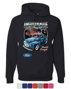 Ford Pickup Trucks F1 Hoodie American Made Hot Rod Built Tough Sweatshirt - Picture 1 of 9