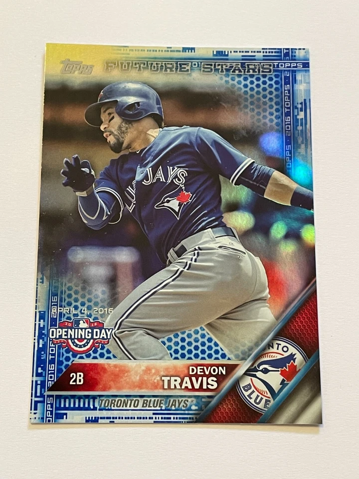 2016 Topps Opening Day Baseball Blue Foil - Devon Travis - Toronto Blue Jays - Image 1 of 2