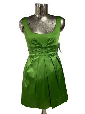 TEEZE ME Womens Satin Party Dress NEW Size Small 8-10 Green Cotton EU38 RRP £59 - Image 1 of 4