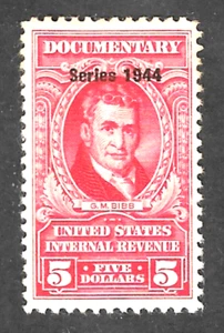 U. S. Revenue ~ Scott R492 ~ Series of 1944 ~ $5 Red ~ DOCUMENTARY ~ MINT OG LH - Picture 1 of 1
