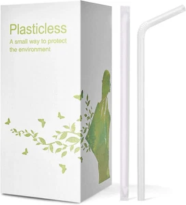 200 Count 100% Plant-Based Wrapped Compostable Straws - Plasticless Biodegrad... - Picture 1 of 1