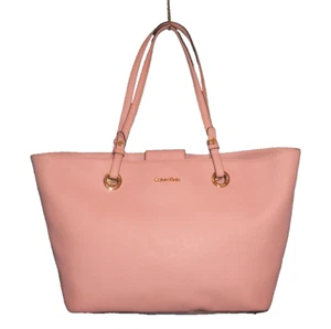CALVIN KLEIN Hayden Pink Saffiano Vegan Leather Large Tote Shoulder Bag - Picture 1 of 20