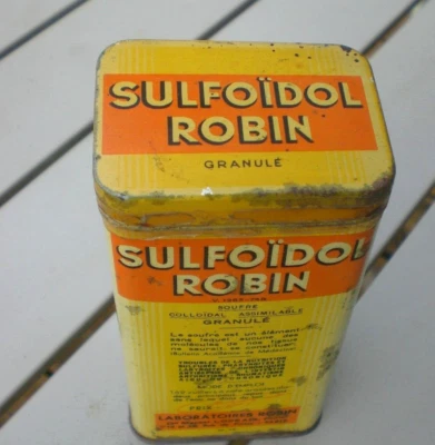 Ancienne boite de Granulés SULFOÏDOL ROBIN  médicament, Pharmacie. métal, vide - Photo 1/4