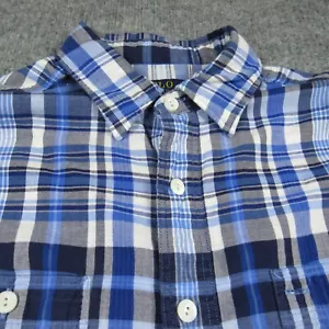 Camisa Polo Ralph Lauren Para Hombre Mediana Calce Ajustado Forrada a Cuadros Manga Larga Con Botones - Imagen 1 de 16