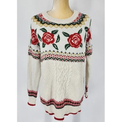 Suéter para mujer Mossimo talla XS tejido abuela cottagecore túnica floral de gran tamaño Foto 1 de 4