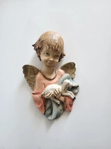 Vintage Simonelli Signed Angel Cherub with Lamb Figural Wall Plaque - Picture 1 of 7
