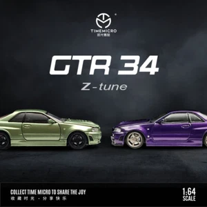 1:64 Model Car Time Micro Nissan GTR34 Open Hood Alloy Die-cast Vehicle Model - Picture 1 of 11
