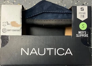 NAUTICA Men's Jamison Slippers Breathable Slip-on Navy-Blue Size S (7 / 8) - Picture 1 of 4