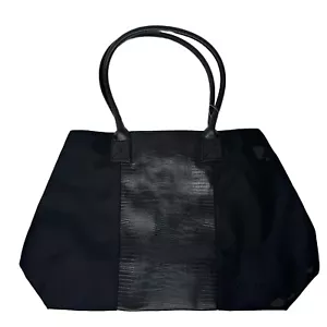 NWT Calvin Klein Cosmetics Logo Large Black Tote Shopper Shopping Bag Handbag - Picture 1 of 10