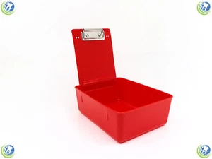 NEW DENTAL LABORATORY WORKING CASE PLASTIC PAN TRAY WITH CLIP HOLDER - RED - Picture 1 of 4