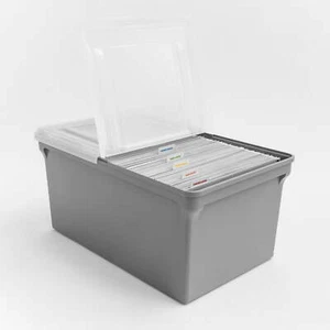 Split Lid Plastic Storage Bins/ File Boxes 22.8" L x 13.74" W x 10.75" H, Gray - Picture 1 of 4