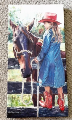 Wesley Dallas Merritt Canvas Print Cowgirl Horse Boots Denim Stable Fence Art - Image 1 of 4