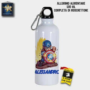 BORRACCIA PER BAMBINI 500 ML SCUOLA PERSONALIZZATA CON NOME CAPITAN AMERICA - Foto 1 di 4