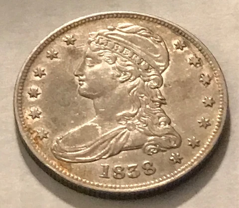 1838 Capped bust half dollar  , XF++/ AU ,Scarce date Cover